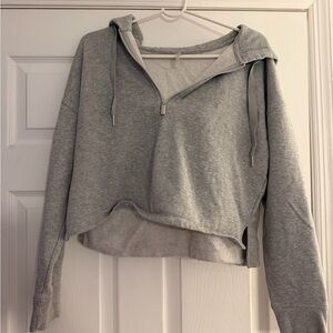 Calvin Klein Light Gray Cropped Hoodie